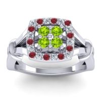 Peridot Fashion Ring In 14k White Gold With Lab Diamond And Ruby – Pattaka Simple Ring
