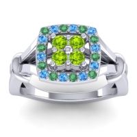 Peridot Fashion Ring In 14k White Gold With Emerald And Swiss Blue Topaz – Pattaka Simple Ring