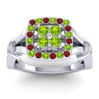 Peridot Fashion Ring In 14k White Gold With Garnet – Pattaka Simple Ring