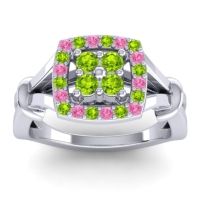 Peridot Fashion Ring In 14k White Gold With Pink Tourmaline – Pattaka Simple Ring