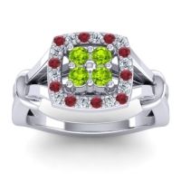 Peridot Fashion Ring In 14k White Gold With Ruby And Lab Diamond – Pattaka Simple Ring