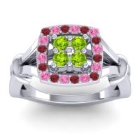 Peridot Fashion Ring In 14k White Gold With Ruby And Pink Tourmaline – Pattaka Simple Ring