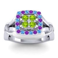 Peridot Fashion Ring In 14k White Gold With Swiss Blue Topaz And Amethyst – Pattaka Simple Ring