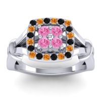 Pink Tourmaline Fashion Ring In 14k White Gold With Black Onyx And Citrine – Pattaka Simple Ring