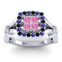 Pink Tourmaline Fashion Ring In 14k White Gold With Blue Sapphire And Black Onyx – Pattaka Simple Ring