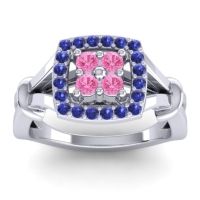 Pink Tourmaline Fashion Ring In 14k White Gold With Blue Sapphire – Pattaka Simple Ring
