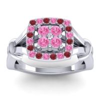 Pink Tourmaline Fashion Ring In 14k White Gold With Ruby – Pattaka Simple Ring