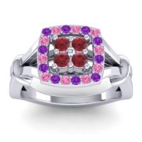 Ruby Fashion Ring In 14k White Gold With Amethyst And Pink Tourmaline – Pattaka Simple Ring