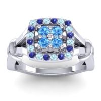 Swiss Blue Topaz Fashion Ring In 14k White Gold With Aquamarine And Blue Sapphire – Pattaka Simple Ring