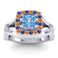 Swiss Blue Topaz Fashion Ring In 14k White Gold With Blue Sapphire And Citrine – Pattaka Simple Ring