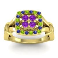 Amethyst Fashion Ring In 14k Yellow Gold With Peridot And Blue Sapphire – Pattaka Simple Ring