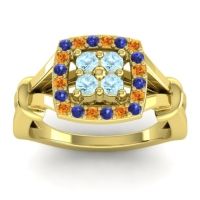 Aquamarine Fashion Ring In 14k Yellow Gold With Blue Sapphire And Citrine – Pattaka Simple Ring