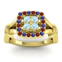 Aquamarine Fashion Ring In 14k Yellow Gold With Blue Sapphire And Garnet – Pattaka Simple Ring