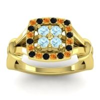Aquamarine Fashion Ring In 14k Yellow Gold With Citrine And Black Onyx – Pattaka Simple Ring