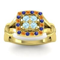 Aquamarine Fashion Ring In 14k Yellow Gold With Citrine And Blue Sapphire – Pattaka Simple Ring
