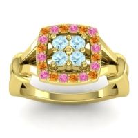 Aquamarine Fashion Ring In 14k Yellow Gold With Citrine And Pink Tourmaline – Pattaka Simple Ring