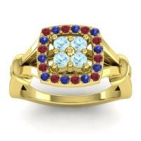 Aquamarine Fashion Ring In 14k Yellow Gold With Ruby And Blue Sapphire – Pattaka Simple Ring