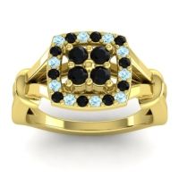 Black Onyx Fashion Ring In 14k Yellow Gold With Aquamarine – Pattaka Simple Ring