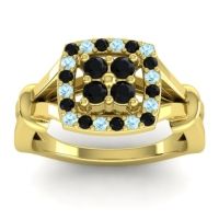 Black Onyx Fashion Ring In 14k Yellow Gold With Aquamarine – Pattaka Simple Ring
