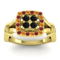 Black Onyx Fashion Ring In 14k Yellow Gold With Citrine And Ruby – Pattaka Simple Ring