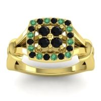 Black Onyx Fashion Ring In 14k Yellow Gold With Emerald – Pattaka Simple Ring