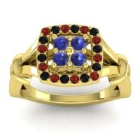 Blue Sapphire Fashion Ring In 14k Yellow Gold With Garnet And Black Onyx – Pattaka Simple Ring