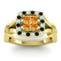 Citrine Fashion Ring In 14k Yellow Gold With Aquamarine And Black Onyx – Pattaka Simple Ring