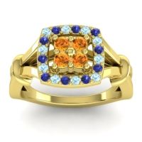 Citrine Fashion Ring In 14k Yellow Gold With Aquamarine And Blue Sapphire – Pattaka Simple Ring