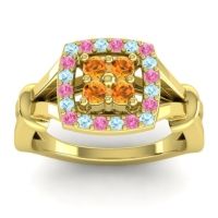 Citrine Fashion Ring In 14k Yellow Gold With Aquamarine And Pink Tourmaline – Pattaka Simple Ring