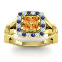 Citrine Fashion Ring In 14k Yellow Gold With Blue Sapphire And Aquamarine – Pattaka Simple Ring