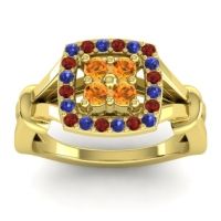 Citrine Fashion Ring In 14k Yellow Gold With Blue Sapphire And Garnet – Pattaka Simple Ring
