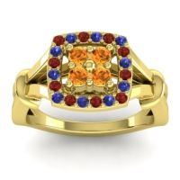 Citrine Fashion Ring In 14k Yellow Gold With Garnet And Blue Sapphire – Pattaka Simple Ring