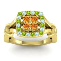 Citrine Fashion Ring In 14k Yellow Gold With Peridot And Aquamarine – Pattaka Simple Ring