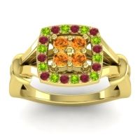 Citrine Fashion Ring In 14k Yellow Gold With Peridot And Ruby – Pattaka Simple Ring