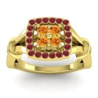 Citrine Fashion Ring In 14k Yellow Gold With Ruby – Pattaka Simple Ring