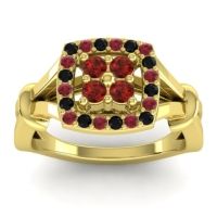 Garnet Fashion Ring In 14k Yellow Gold With Black Onyx And Ruby – Pattaka Simple Ring