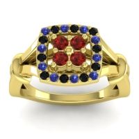 Garnet Fashion Ring In 14k Yellow Gold With Blue Sapphire And Black Onyx – Pattaka Simple Ring