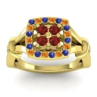 Garnet Fashion Ring In 14k Yellow Gold With Blue Sapphire And Citrine – Pattaka Simple Ring