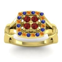 Garnet Fashion Ring In 14k Yellow Gold With Citrine And Blue Sapphire – Pattaka Simple Ring