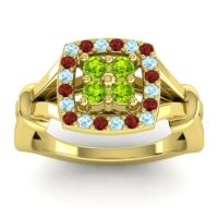 Peridot Fashion Ring In 14k Yellow Gold With Aquamarine And Garnet – Pattaka Simple Ring