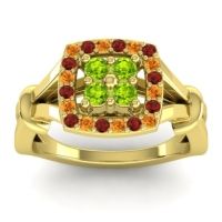 Peridot Fashion Ring In 14k Yellow Gold With Citrine And Garnet – Pattaka Simple Ring