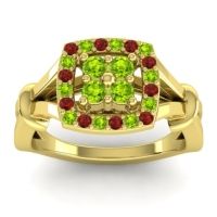 Peridot Fashion Ring In 14k Yellow Gold With Garnet – Pattaka Simple Ring