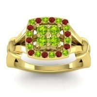 Peridot Fashion Ring In 14k Yellow Gold With Garnet – Pattaka Simple Ring