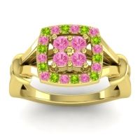 Pink Tourmaline Fashion Ring In 14k Yellow Gold With Peridot – Pattaka Simple Ring