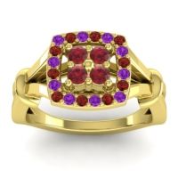 Ruby Fashion Ring In 14k Yellow Gold With Amethyst And Garnet – Pattaka Simple Ring