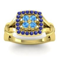 Swiss Blue Topaz Fashion Ring In 14k Yellow Gold With Blue Sapphire – Pattaka Simple Ring