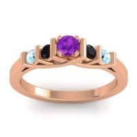 Amethyst Fashion Ring In 18K Rose Gold With Black Onyx And Aquamarine – Sapallava Dainty Ring