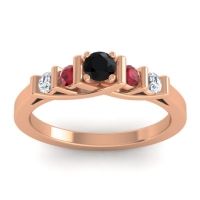 Black Onyx Fashion Ring In 14K Rose Gold With Ruby And Lab Diamond – Sapallava Dainty Ring