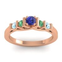 Blue Sapphire Fashion Ring In 18K Rose Gold With Emerald And Aquamarine – Sapallava Dainty Ring