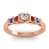 Diamond Fashion Ring In 14K Rose Gold With Garnet And Blue Sapphire – Sapallava Dainty Ring